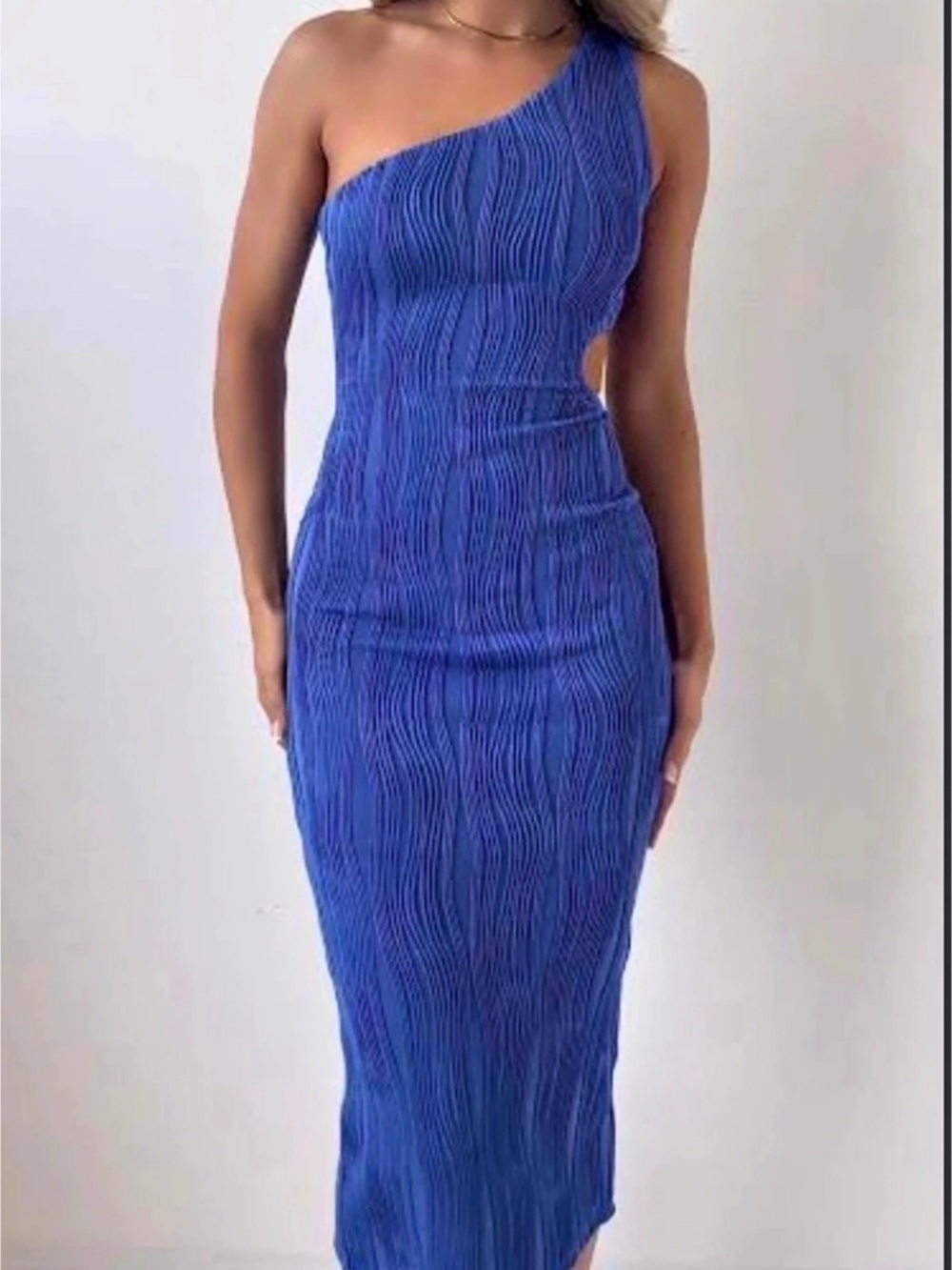 Hello Molly One-Shoulder Maxi Dress in Blue Size XS Like New